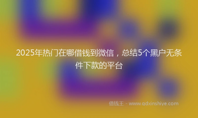 2025年热门在哪借钱到微信，总结5个黑户无条件下款的平台