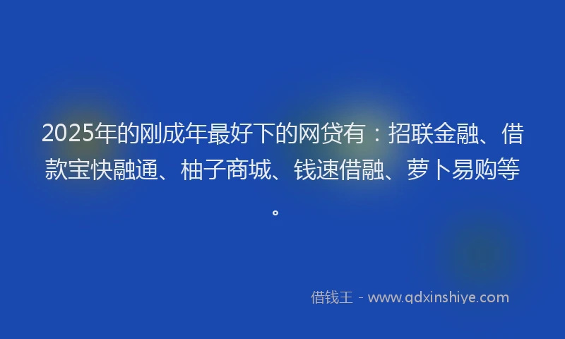 2025年的刚成年最好下的网贷有：招联金融、借款宝快融通、柚子商城、钱速借融、萝卜易购等。