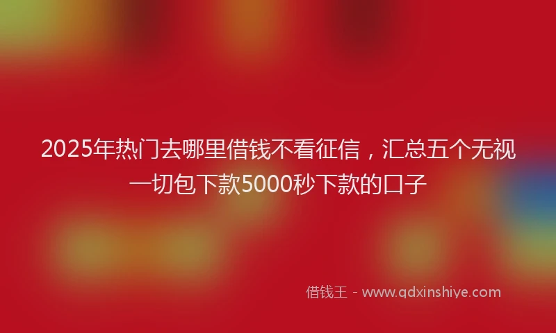 2025年热门去哪里借钱不看征信，汇总五个无视一切包下款5000秒下款的口子