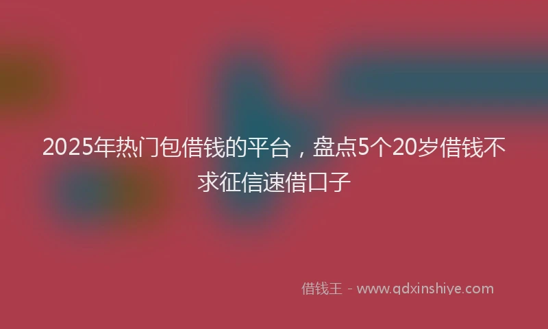 2025年热门包借钱的平台，盘点5个20岁借钱不求征信速借口子