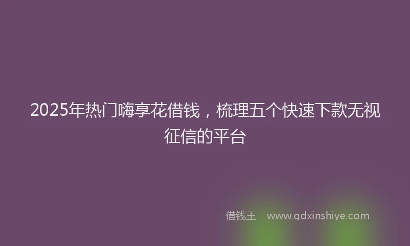 2025年热门嗨享花借钱，梳理五个快速下款无视征信的平台