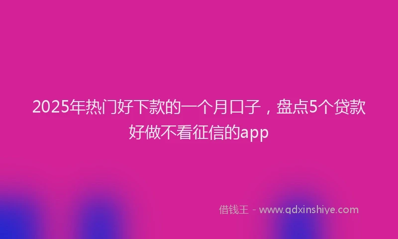 2025年热门好下款的一个月口子，盘点5个贷款好做不看征信的app