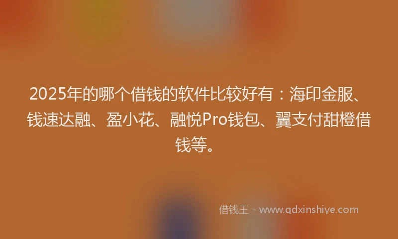 2025年的哪个借钱的软件比较好有：海印金服、钱速达融、盈小花、融悦Pro钱包、翼支付甜橙借钱等。