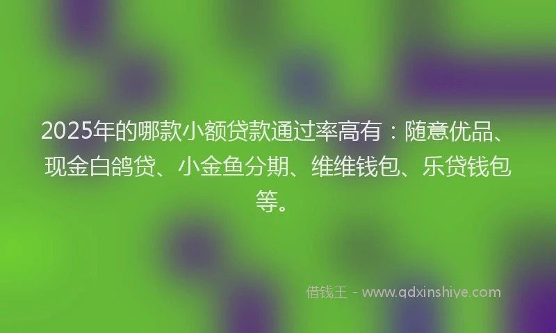 2025年的哪款小额贷款通过率高有：随意优品、现金白鸽贷、小金鱼分期、维维钱包、乐贷钱包等。
