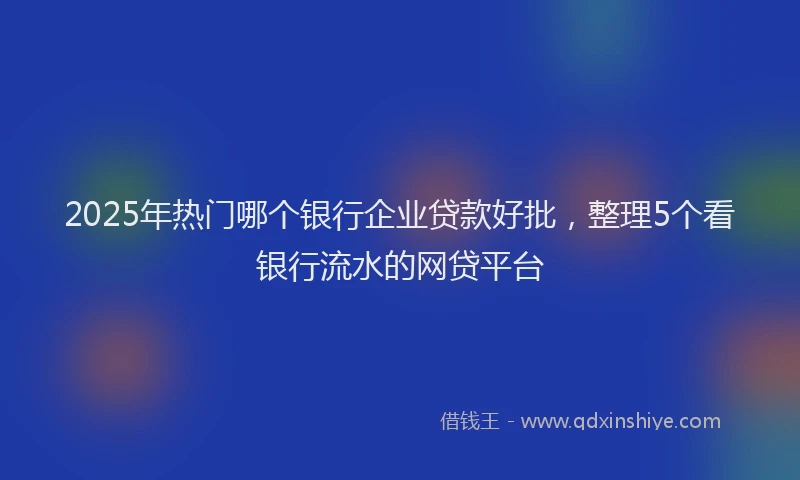 2025年热门哪个银行企业贷款好批，整理5个看银行流水的网贷平台