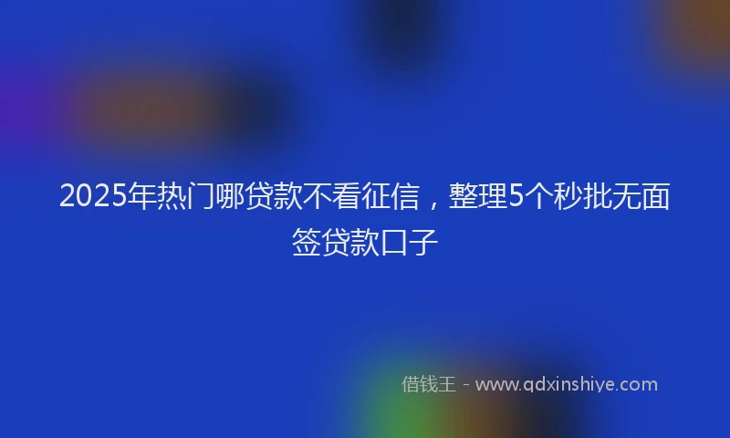 2025年热门哪贷款不看征信，整理5个秒批无面签贷款口子