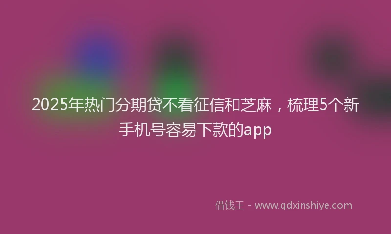 2025年热门分期贷不看征信和芝麻，梳理5个新手机号容易下款的app
