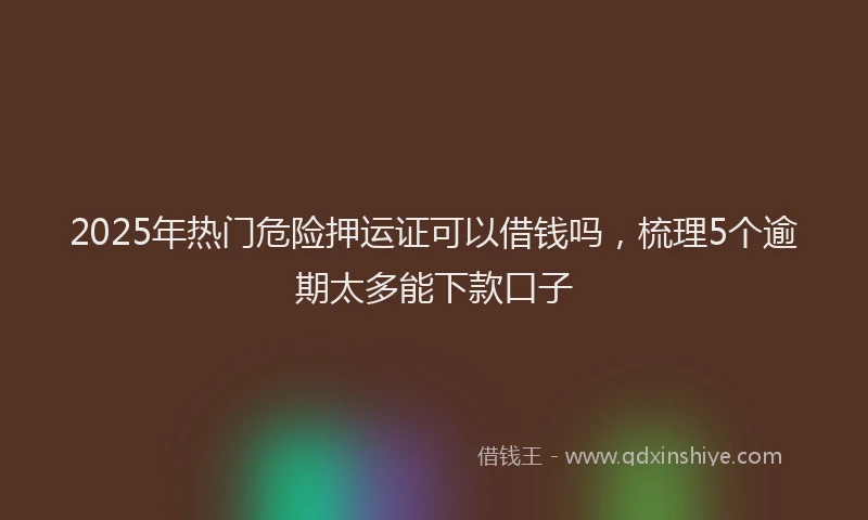 2025年热门危险押运证可以借钱吗，梳理5个逾期太多能下款口子