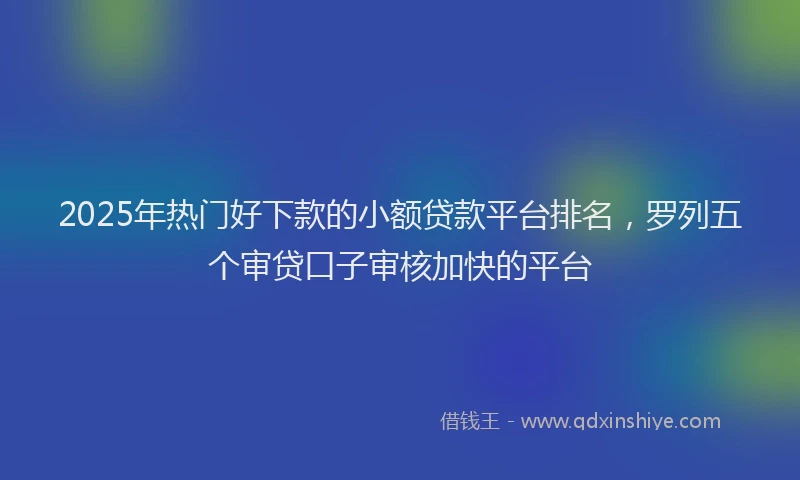 2025年热门好下款的小额贷款平台排名，罗列五个审贷口子审核加快的平台