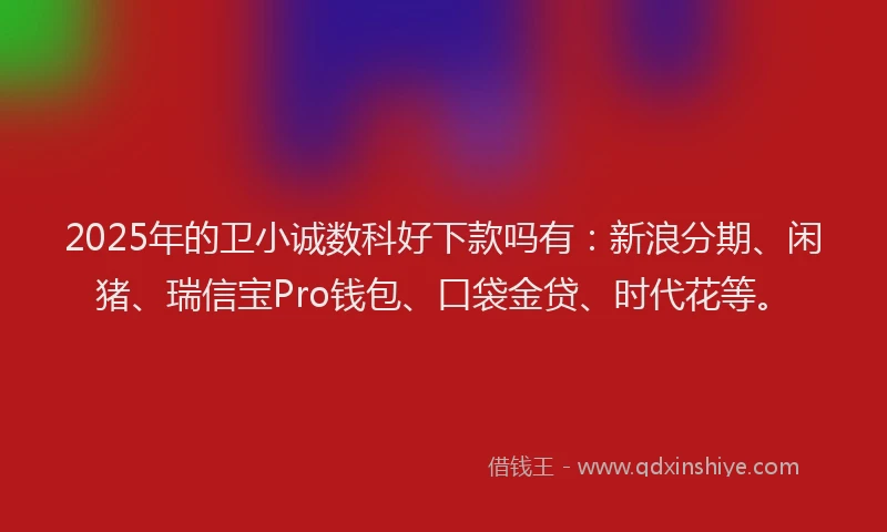 2025年的卫小诚数科好下款吗有：新浪分期、闲猪、瑞信宝Pro钱包、口袋金贷、时代花等。