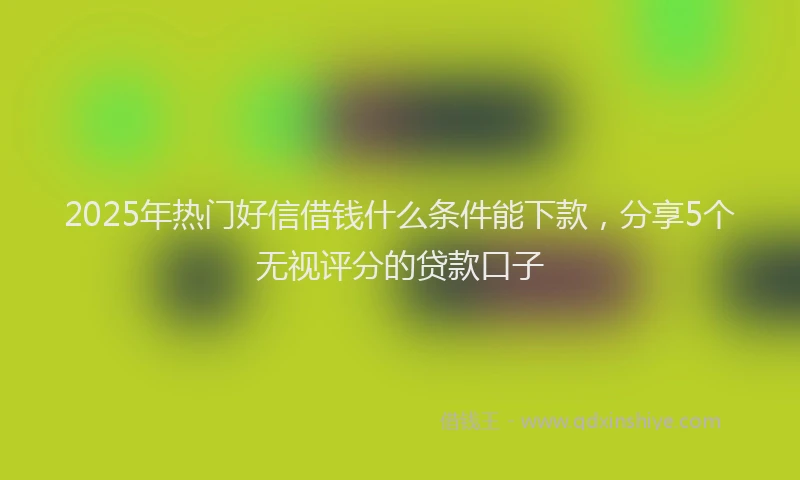 2025年热门好信借钱什么条件能下款，分享5个无视评分的贷款口子