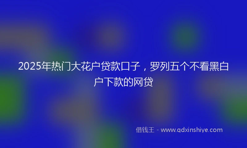 2025年热门大花户贷款口子，罗列五个不看黑白户下款的网贷