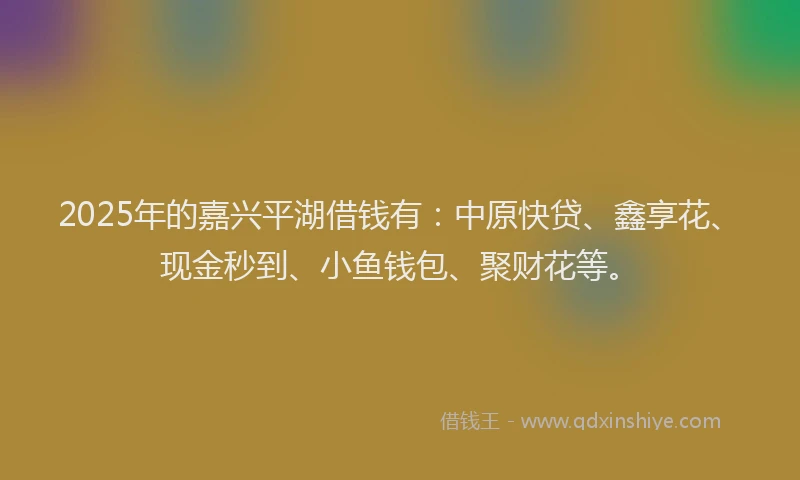 2025年的嘉兴平湖借钱有：中原快贷、鑫享花、现金秒到、小鱼钱包、聚财花等。