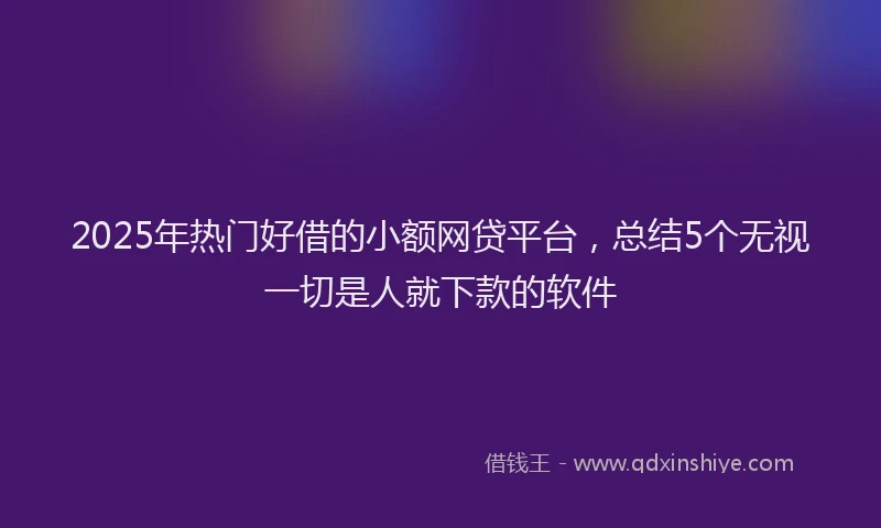 2025年热门好借的小额网贷平台，总结5个无视一切是人就下款的软件