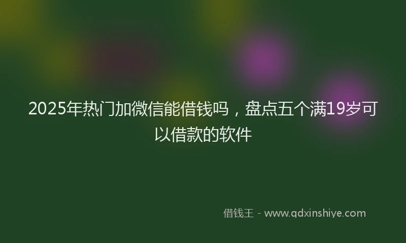 2025年热门加微信能借钱吗，盘点五个满19岁可以借款的软件