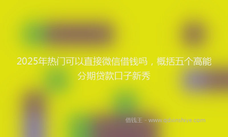 2025年热门可以直接微信借钱吗，概括五个高能分期贷款口子新秀