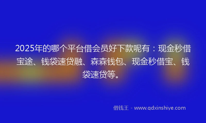 2025年的哪个平台借会员好下款呢有：现金秒借宝途、钱袋速贷融、森森钱包、现金秒借宝、钱袋速贷等。