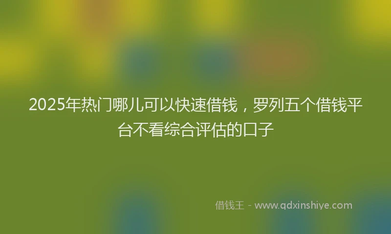2025年热门哪儿可以快速借钱，罗列五个借钱平台不看综合评估的口子
