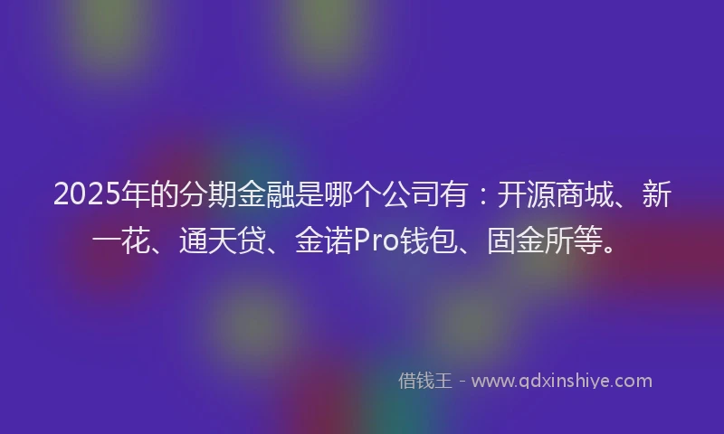 2025年的分期金融是哪个公司有：开源商城、新一花、通天贷、金诺Pro钱包、固金所等。