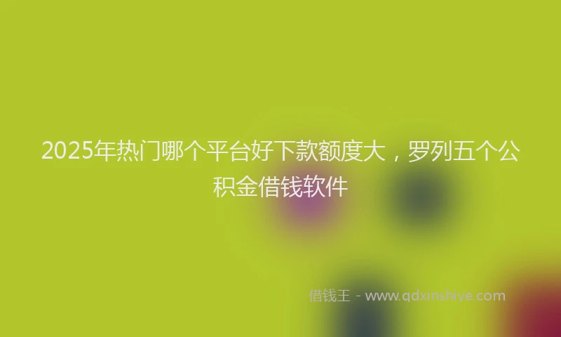 2025年热门哪个平台好下款额度大，罗列五个公积金借钱软件