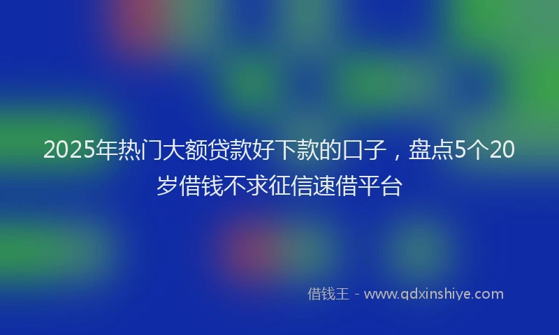 2025年热门大额贷款好下款的口子，盘点5个20岁借钱不求征信速借平台