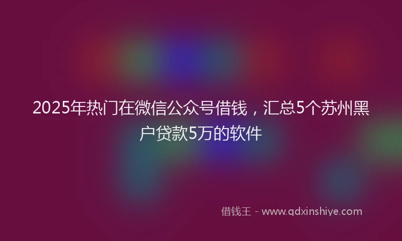 2025年热门在微信公众号借钱，汇总5个苏州黑户贷款5万的软件