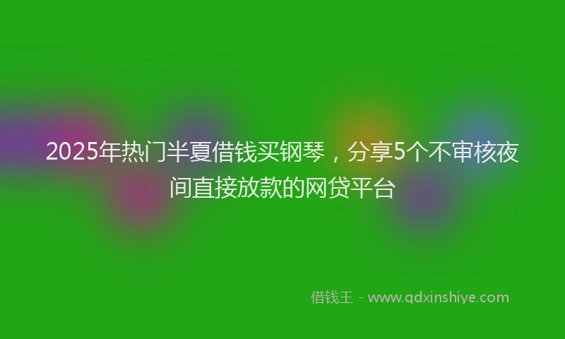 2025年热门半夏借钱买钢琴，分享5个不审核夜间直接放款的网贷平台