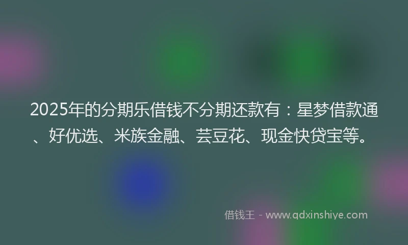 2025年的分期乐借钱不分期还款有：星梦借款通、好优选、米族金融、芸豆花、现金快贷宝等。
