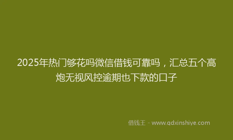 2025年热门够花吗微信借钱可靠吗，汇总五个高炮无视风控逾期也下款的口子