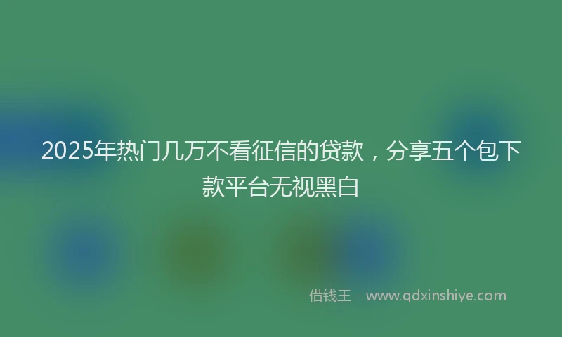 2025年热门几万不看征信的贷款，分享五个包下款平台无视黑白