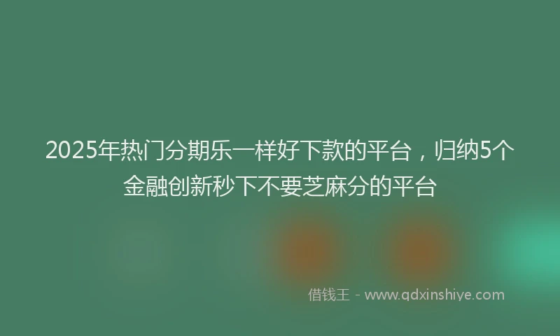 2025年热门分期乐一样好下款的平台，归纳5个金融创新秒下不要芝麻分的平台