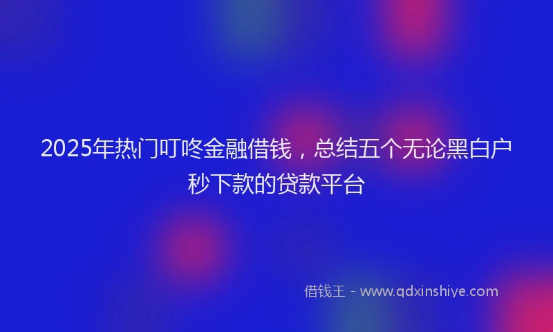 2025年热门叮咚金融借钱，总结五个无论黑白户秒下款的贷款平台