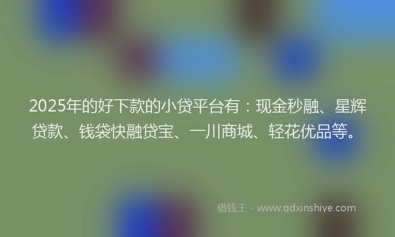 2025年的好下款的小贷平台有:现金秒融、星辉贷款、钱袋快融贷宝、一川商城、轻花优品等。