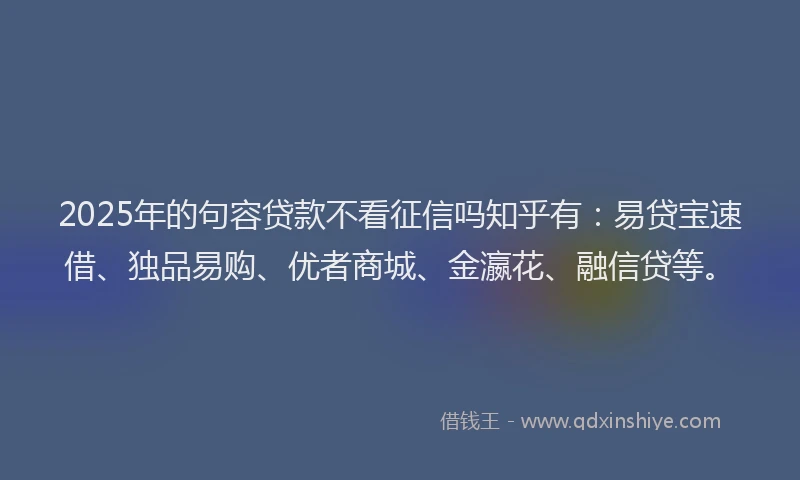 2025年的句容贷款不看征信吗知乎有:易贷宝速借、独品易购、优者商城、金瀛花、融信贷等。