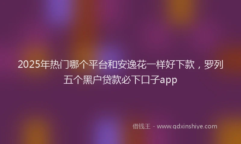 2025年热门哪个平台和安逸花一样好下款，罗列五个黑户贷款必下口子app