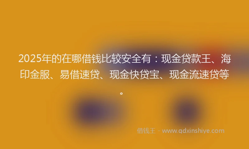 2025年的在哪借钱比较安全有：现金贷款王、海印金服、易借速贷、现金快贷宝、现金流速贷等。