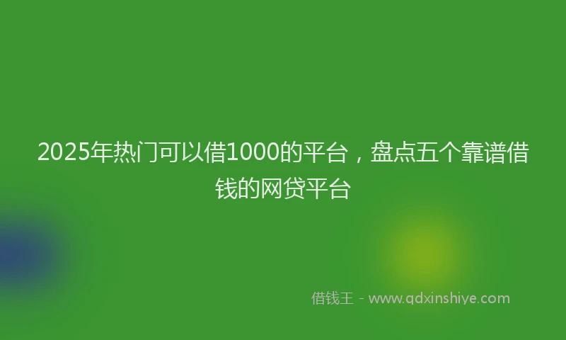 2025年热门可以借1000的平台，盘点五个靠谱借钱的网贷平台