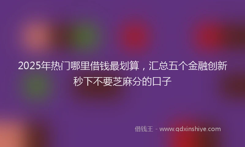 2025年热门哪里借钱最划算，汇总五个金融创新秒下不要芝麻分的口子