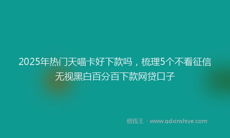 2025年热门天喵卡好下款吗，梳理5个不看征信无视黑白百分百下款网贷口子