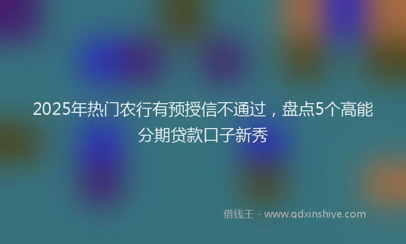 2025年热门农行有预授信不通过，盘点5个高能分期贷款口子新秀