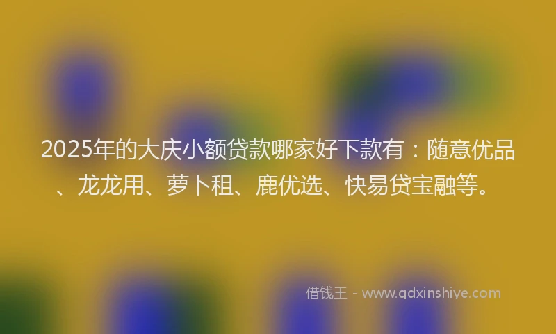 2025年的大庆小额贷款哪家好下款有：随意优品、龙龙用、萝卜租、鹿优选、快易贷宝融等。