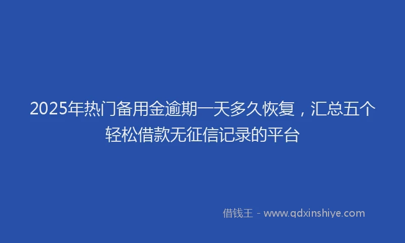 2025年热门备用金逾期一天多久恢复，汇总五个轻松借款无征信记录的平台