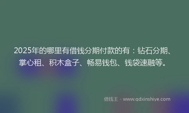 2025年的哪里有借钱分期付款的有：钻石分期、掌心租、积木盒子、畅易钱包、钱袋速融等。
