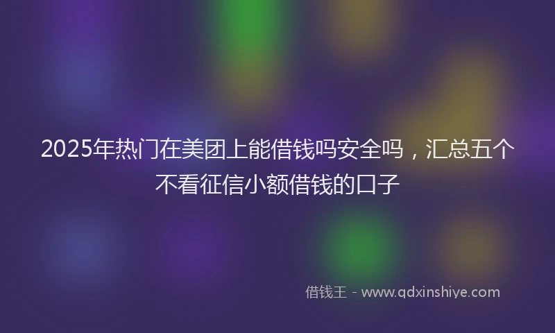 2025年热门在美团上能借钱吗安全吗，汇总五个不看征信小额借钱的口子