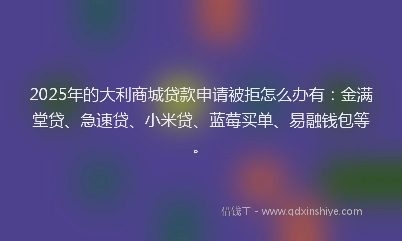 2025年的大利商城贷款申请被拒怎么办有：金满堂贷、急速贷、小米贷、蓝莓买单、易融钱包等。