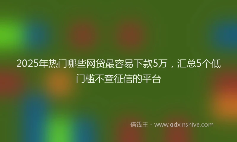 2025年热门哪些网贷最容易下款5万，汇总5个低门槛不查征信的平台