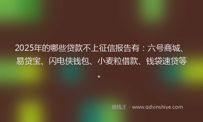 2025年的哪些贷款不上征信报告有：六号商城、易贷宝、闪电侠钱包、小麦粒借款、钱袋速贷等。