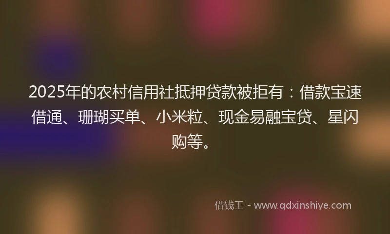 2025年的农村信用社抵押贷款被拒有：借款宝速借通、珊瑚买单、小米粒、现金易融宝贷、星闪购等。