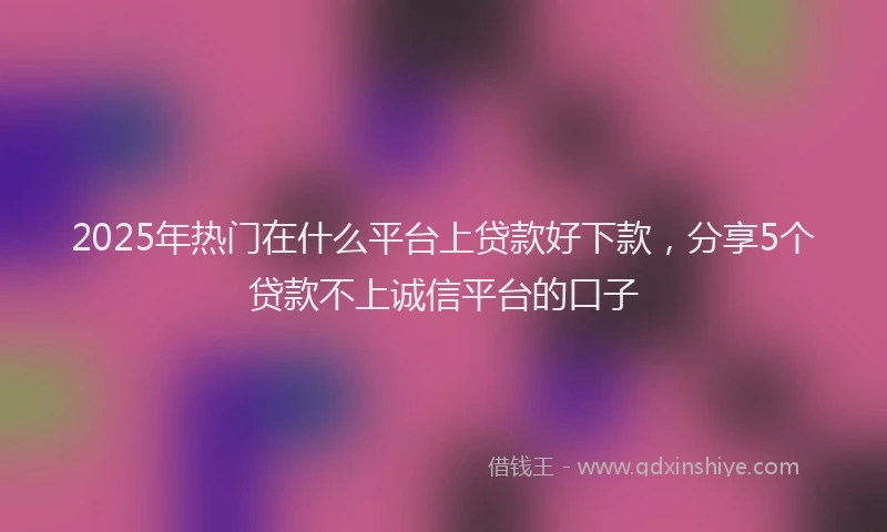 2025年热门在什么平台上贷款好下款，分享5个贷款不上诚信平台的口子