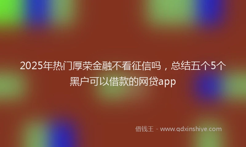 2025年热门厚荣金融不看征信吗，总结五个5个黑户可以借款的网贷app